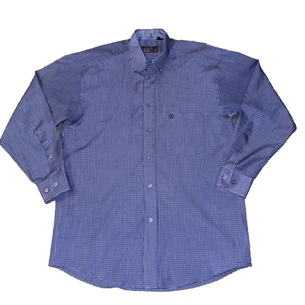 Dunhill Mens Shirt 16 32/33 Blue Check Button Down Made Italy Logo - Picture 3 of 7